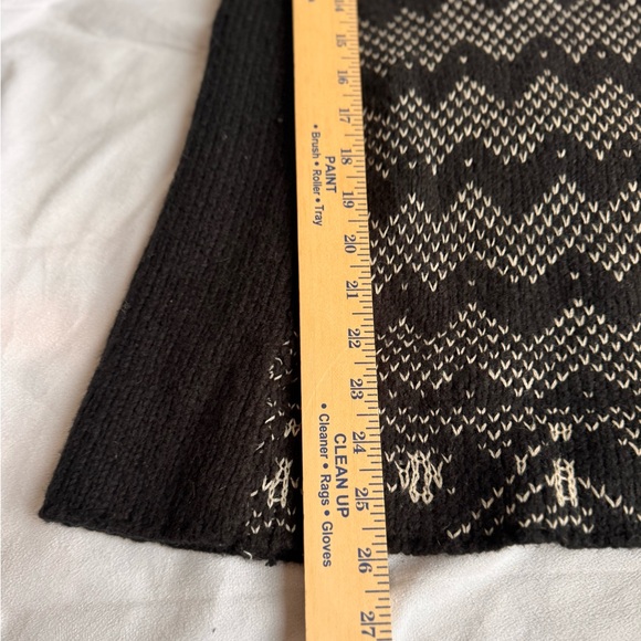 Free People Fair Isle Cowl Neck‎ Pullover Sweater Women XS black white wool knit - Picture 7 of 8